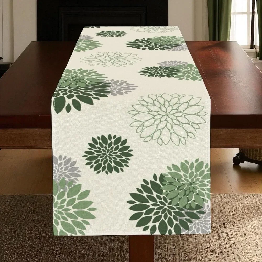Dahlia Pinnata Flower Table Runner, Sage Green  72